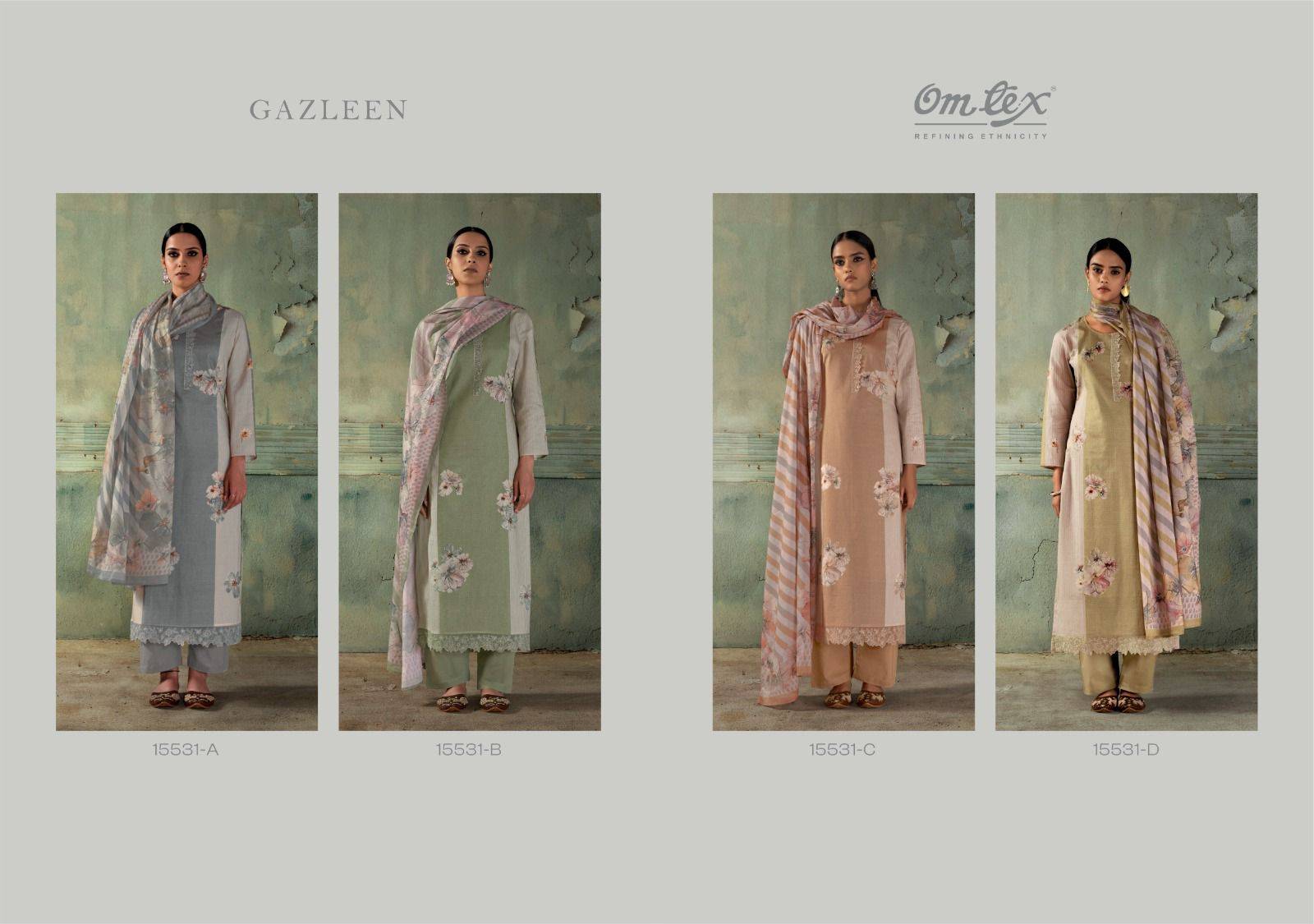 GAZLEEN By OMTEX 15531 A TO 15531 D Beautiful Festive Suits Stylish Colorful Fancy Casual Wear & Ethnic Wear PREMIUM COTTON Dresses At Wholesale Price